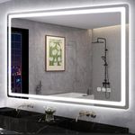 S'bagno Bathroom Mirror with LED lights 1000x700mm Backlit Illuminated Bluetooth Mirror LED Wall Mounted Mirror with Demister Pad/Dimming/Touch Sensor Vertical/Horizontal