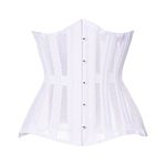 LARTIGUE Women 26 Steel Boned Waist Training Corset Heavy Duty Mesh Underbust Bustier Cincher, 12.4 Inch White, 3X-Large