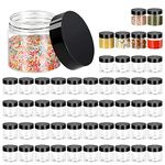 50pcs Clear Plastic Jars with Lids, 80 ml Small Slime Storage Containers, Mini Mason Jar Set, Dispenser for Craft, Paint, Lip Balm, Body Scrubs, Nuts, Bolts, Screws, Nails Organizers - Black