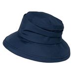 Comhats Womens Bucket Sun Hat SPF 50 Wide Brim Waterproof Rain Hats Walking Hiking Hat with Chin Strap Packable Adjustable (00737_Navy, Medium, m)