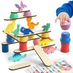 Montessori Dinosaur Toys for 1 2 3 4 Year Old Toddlers, Preschool Education Toys for Ages 2-4 Boys Girls Kids, Wooden Dinosaur Blocks Sorting & Stacking & Balance Toys, Educational Birthday Gift