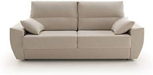 ECCOX - Sofá Cama Italiano Mónaco de 3 Plazas Gran Confort - Sistema de Apertura Italiana con Colchón Viscoelástico Incluido - Tapizado en Tela Antimanchas AquaCare - Color Gris