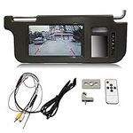 Funfob 7Inch Black Car Right Sun Visor Rear View Mirror Screen LCD Monitor 2 Channel Video Parts Accessories