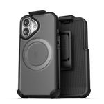 Encased Belt Case for iPhone 16 with Holster Clip (Compatible with MagSafe) 360° Magnetic Rotating Ring Stand (Black)