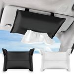 Modixun 2Pcs Car Tissue Holder, Soft PU Leather Sun Visor Tissue Holder in Car, Car Napkin Holder Dispenser for Car Tissues Car Accessories (Black+White)