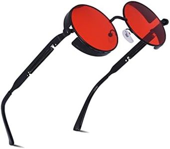 besbomig Occhiali da Sole Rotondi Polarizzati in Metallo - Retrò Occhiali Steampunk Uomo Donna UV400 Protezione Vintage Occhiali Steampunk Rotondi Sunglasses