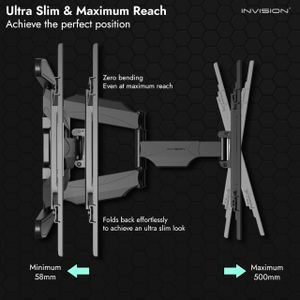 Invision Ultra Strong TV Wall Bracket – Double Arm Tilt & Swivel, 37-75"