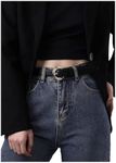 SUOSDEY Trendy Women Leather Belt, Leather Belt for Jeans Pants Ladies Leather Gold Buckle Belt