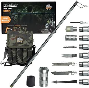 Prime Adventure Hiking Stick Walking Staff - Outdoor Trekking Pole Collapsible Retractable Premium 15 in 1 Multifunctional Tool | 8 Tubes