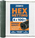 Plastic Hex Chicken Wire Mesh Garden Fence Roll (4' x 100' - Green) - Versatile Poultry Netting and Garden Fence for Temporary or Semi-Permanent Enclosures, Deer Fencing, and Construction Barriers