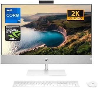 HP Pavilion 27" QHD All-in-One, Intel Core i7-13700T, NVIDIA GeForce RTX 3050, 64GB RAM, 2TB SSD, IR Camera, Wireless KB & Mouse, HDMI, RJ-45, Wi-Fi 6, Windows 11 Home, Silver