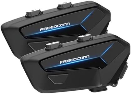 FreedConn FX Plus Motorcycle Helmet Bluetooth Headset, Auto-Join Mesh Network, 16 Riders Intercom Motorcycle Communication Systems with CVC and AI Noise Cancellation for Group Ride, 2 Pack