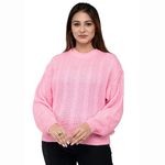 Jai Geeta Hosiery Mills Launches Knitted Women Soft Wool Round Neck Sweater These can be paired with Jeans and Legging in Winter Season Trendy Solid (L - 36, Light Pink)