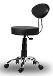 SamDecors High Bar/Kitchen/Office/Home Chair Stool with Wheels, Black Upholstery and Chrome Finish (360 Degree Swivel, Adjustable Height)