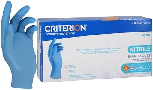 Henry Schein Criterion N200 Nitrile Exam Gloves, Small, Sky Blue – 200/Box, Latex-Free, Disposable, Textured Fingertips, Beaded Cuff, Non-Sterile, Ambidextrous