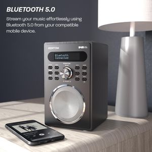 AZATOM Foxton FX2 DAB/DAB+ FM Digital Radio – Bluetooth, Dual Alarms, USB Charging, Black
