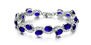 findout ladies 18k white gold plated beautiful flash Multicolor Cubic Zirconia snowflake Bracelet Luxuly Wedding Party Jewely for women girls, (f1453) (Blue)