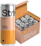 Strive Soda Peach Perfect - Sparkling Hydration Soda with Electrolytes & Organic Honey - Peach & Lemon Naturally Sweetened Drink - No Artificial Sweeteners or Preservatives - 12 Pack Cans