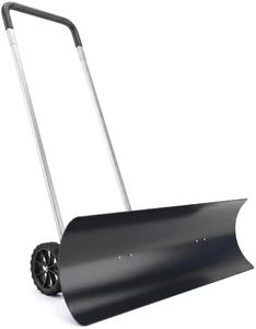 Outsunny 37-Inch Extra Wide Snow Shovel with Wheels, Angled Blade, Black