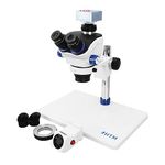 HengTianMei TX-350E Trinocular Stereo Zoom Microscope, WF10x Eyepieces, 7X-50X Magnification, Professional Soldering Microscope with 4K 40-Million Pixels Smart Camera, for Repair and Watch Objects