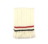 Tommy Hilfiger Womens Cable With Stripe Scarf, Ecru Multi, One Size