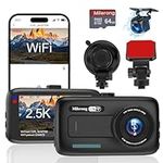 2.5K Dash Cam Front and Rear with WiFi 3" Screen Dashcam for Car, Dual Car Camera with 64GB Memory Card with WDR Night Version, Car Dashboard Camera with Parking Mode Monitor, 170° Wide Angle