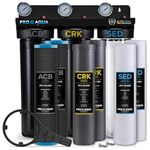 PRO+AQUA Elite Series GEN2 PRO-100-E 3-Stage Whole House Water Filtration System for City & Well Water with Pressure Gauges | Removes 99% of Chlorine, VOCs, Odors & Contaminants with Extra Filter Set