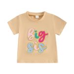 Baby Girl Big Sister Little Sister T Shirt Tops Boys Brother Bodysuit Sibling Matching Outfit Lil Sis Bro Tees Clothes (Big sis 1 - Beige, 3-4 Years)