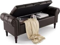 Foremost sofa Storage Ottoman Bench Couch Upholstered Storage 2 Seater Bench End of Bed Bench with Nailhead for Living Room Bedroom Office (Black Pu Leather)