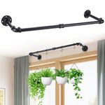 Plant Hanger Indoor, 34.2in Strong Load-Bearing Hanging Plant Holder, Window Plant Rod Black Metal Bar for Wall Ceiling Decor Shelves, 1 Pcs (Pot Chain & Plant Not Included)