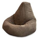 Jumbo Cord Beanbag Chair, Large Bean Bags in Plush Jumbo Cord High back Beanbags, Lounger, Jumbo Cord Beanbags, Recliner Highback (Brown)