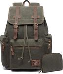 KAUKKO Vintage Casual Canvas and Leather Rucksack Backpack