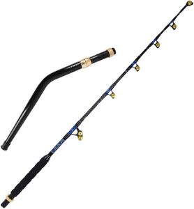 Topline Tackle 2-Pieces Deep Sea Fishing Rods, Topline Tackle Fishing Pole with 3+1 Roller Guides,Trolling Fishing Rod for Salt Water (BlueSpear-6'6-Bent, 130LB)