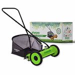 Sharpex 16" Green Push Manual Lawn Mower, 27L Grass Catcher, 5-Position Cutting Height 19–35 mm | Suitable for Up to 400 Sq.Ft | Made in India | Classic Reel Grass Cutter for Home Garden and Yard