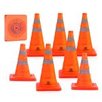 RoadHero 18 Inch [8 Pack] Collapsible Traffic Cones, Multi Purpose Pop-up Orange Cones with Reflective Collar for Road Safety, Parking Cones for Sports, Driving Training