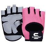 Gym Gloves for Men & Women Weight Lifting Fitness Gloves Breathable Ladies Gloves Training Non-Slip Silicone Padded Palm Grip Protection Exercise Workout Cycling Pull ups Microfiber (S, Pink)