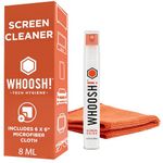 WHOOSH! Screen Shine Pocket 8mL Refillable Bottle with Microfiber Cloth – Safe Streak Free Computer Screen Cleaner and Glasses Cleaner for TV, OLED Laptop, Monitor, MacBook or Car Display