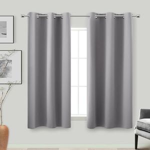 KOUFALL 45 Inch Length Kitchen Blackout Curtains Set of 2 Grommet Room Darkening Short Small Curtains for Bathroom Kids Room Bedroom 34x45 in Long Light Grey Gray