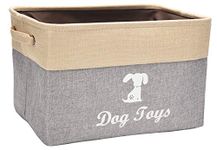 Geyecete Linen Storage Basket Bin Chest Organizer - Perfect for Organizing Dog Toys Storage, Dog Shirts, Dog Coats, Dog Toys, Dog Clothing, Dog Dresses, Gift Baskets - Gray