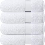 Infinitee Xclusives White Bath Towels Set of 4 (70x140 cm) - 100% Cotton, Super Absorbent, Quick-Dry Towels for Bathroom, Spa, Gym & Hotel
