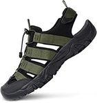 ATIKA Men's Outdoor Hiking Sandals, Lightweight Trail Walking Sandals, Closed Toe Athletic Sport Sandals, Summer Water Shoes, Arcane Olive, 10 UK