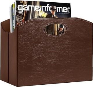 Neateam Porte Revue Moderne Avec Poignée, Porte Revues Pliable En Cuir Synthétique Robuste et Durable, Porte-Revues Convient pour le Bureau, la Maison et le Salon-Marron
