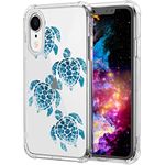 CARLOCA Compatible with iPhone XR Case,Light Blue Turtle Pattern Clear with Design Transparent Plastic iPhone XR Case TPU Bumper Protective Case,Compatible with iPhone XR