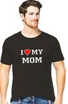 Hangout Hub Men's Round Neck T-shirt I Love my Mom (Black;X-Large (42) ;) Pack of 1 Family T-shirt