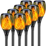 Upgraded 8 Pack Super Larger Size Solar Torch Lights with Flickering Flame, Extra Bright Solar Lights Halloween Decorations, Solar Halloween Lights Outdoor Waterproof for Garden Pathway Yard Party