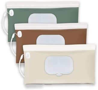 3 pack refillable baby wipes container for travel，earth tone portable wipes dispenser/holder for diaper， wipe refillable case on the go （ earth tone style）