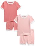 VAENAIT BABY Kids Junior Pajama Cotton Summer Short Sleepwear Pjs 4pcs Set Macaron Rosepink+Peach XXS