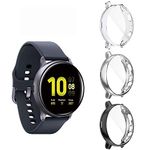 Diruite 3-Pack for Samsung Galaxy Watch Active 2 40mm Screen Protector Case, Soft Plated TPU All-Around Protective Bumper Cover Case for Samsung Active2 40mm (Not Fit for 44mm)-Clear+Silver+Black