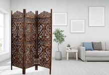 STAR WOODEN HANDICRAFTS Wooden Room Partition for Living Room | Wooden Screen Separator | Wooden Room Wall Divider | Wooden Hall Partition Furniture for 3 Panel S Design Office | Restaurant