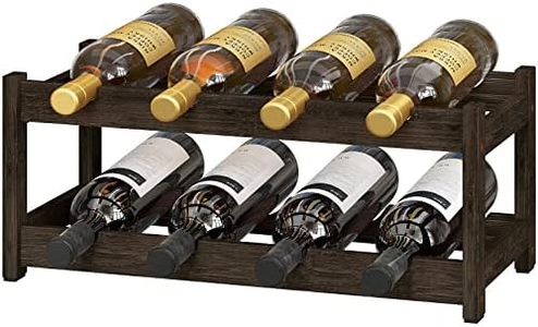 BAMEOS Wine Rack Freestanding 2 Tier 8 Bottle Bamboo Wine Racks Countertop Cabinet Wine Holder Wine Storage Shelf for, Bar, Pantry Wine Cellar Basement Countertop Mocha (16.85 L x 9.25W x 7H